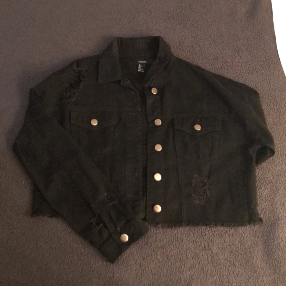 Distressed denim jacket